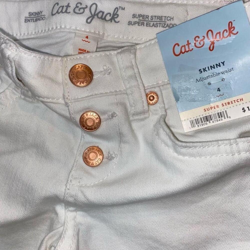 ⭐️3/$20 Girls Cat & Jack White Skinny Jeans Size 4 NWT - Picture 3 of 3